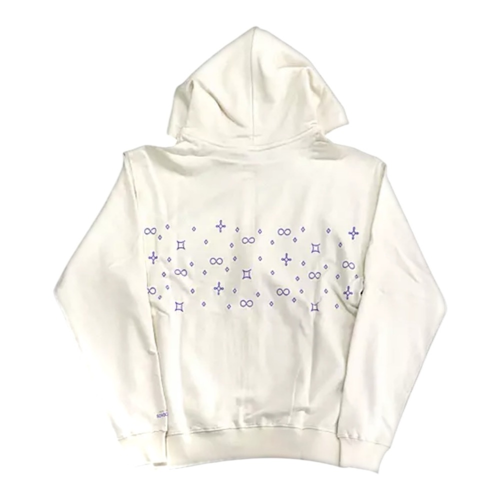 BTS 2021 Muster SOWOOZOO Zip-Up Hoodie Ivory Off White Purple - Picture 8 of 8